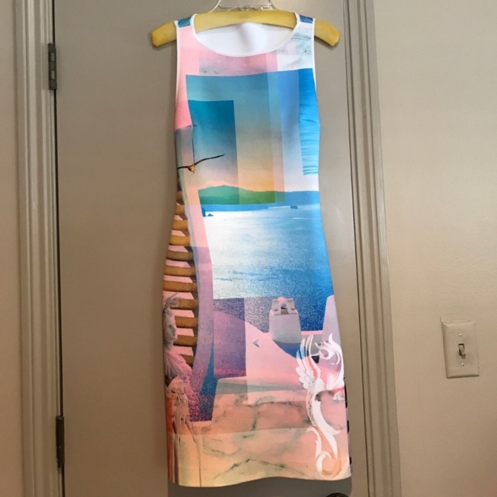 Clover Canyon Neoprene Multi Graphic Print Dress